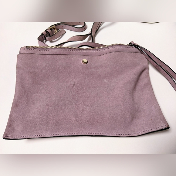 Vtg Real Suede H&M Premium line authentic Limited Ed lavender crossbody Purple - Picture 6 of 13